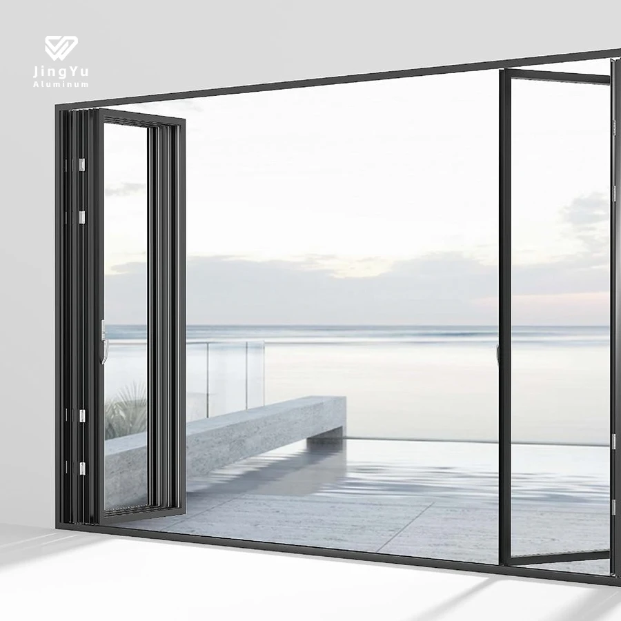 Factory Exterior Thermal Break Bi-Fold Accordion Aluminum Glass Patio Bi Folding Doors With Best Price
