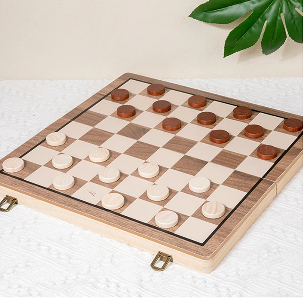Custom chess board Wooden 2-In-1 Folding Chess Set 39*39cm Magnetic Chess Competitive Educational Board Games