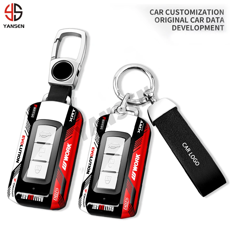 ABS Racing Key Cover Case Shell For Mitsubishi Outlander Lancer Eclipse EX ASX Cross Colt Pajero Grandis Keychain Accessories