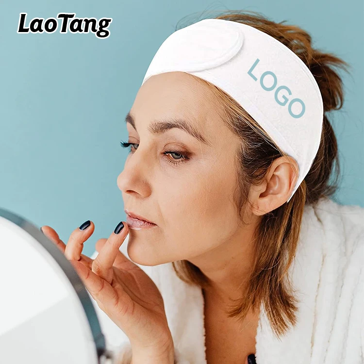 Ремешок на голову с логотипом заказ махровый обруч для спа-салфеток стретч-полотенце моющиеся повязки лица косметического макияжа