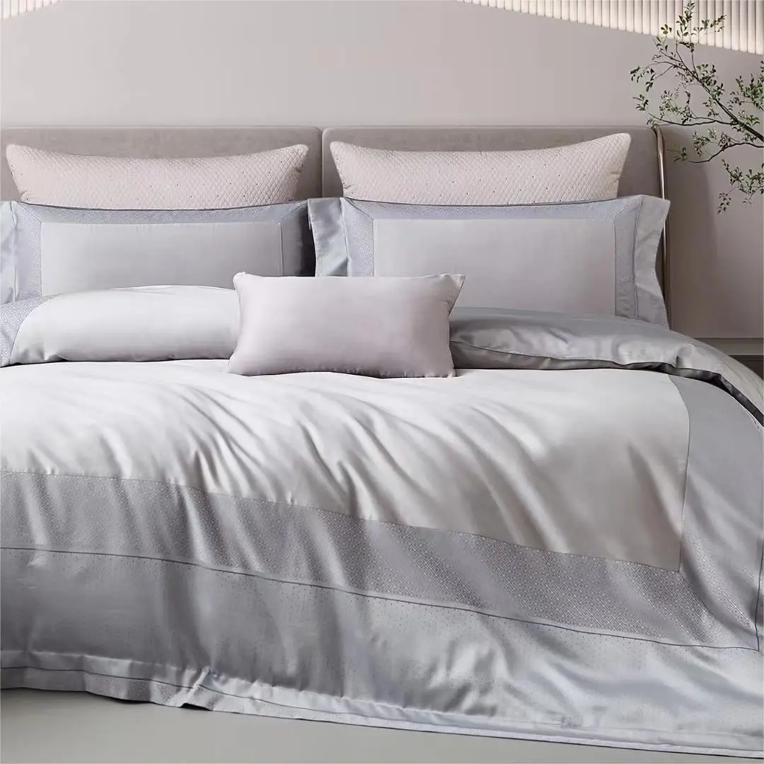 3pcs 4pcs in One Set Breathable Cooling 100% Tencel Soft Bedding Bedsheets Set Comfortable Plain Duvet Cover Set with Pillowcase