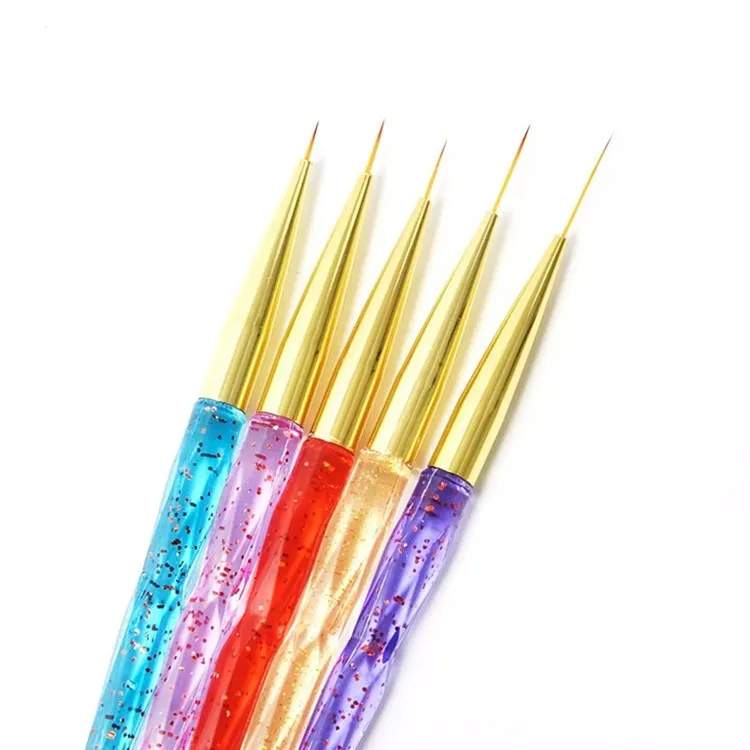 Foretrend  High quality shinny 5 colors acrylic professional liner nail drawing pen detail design brush nail art liner brush