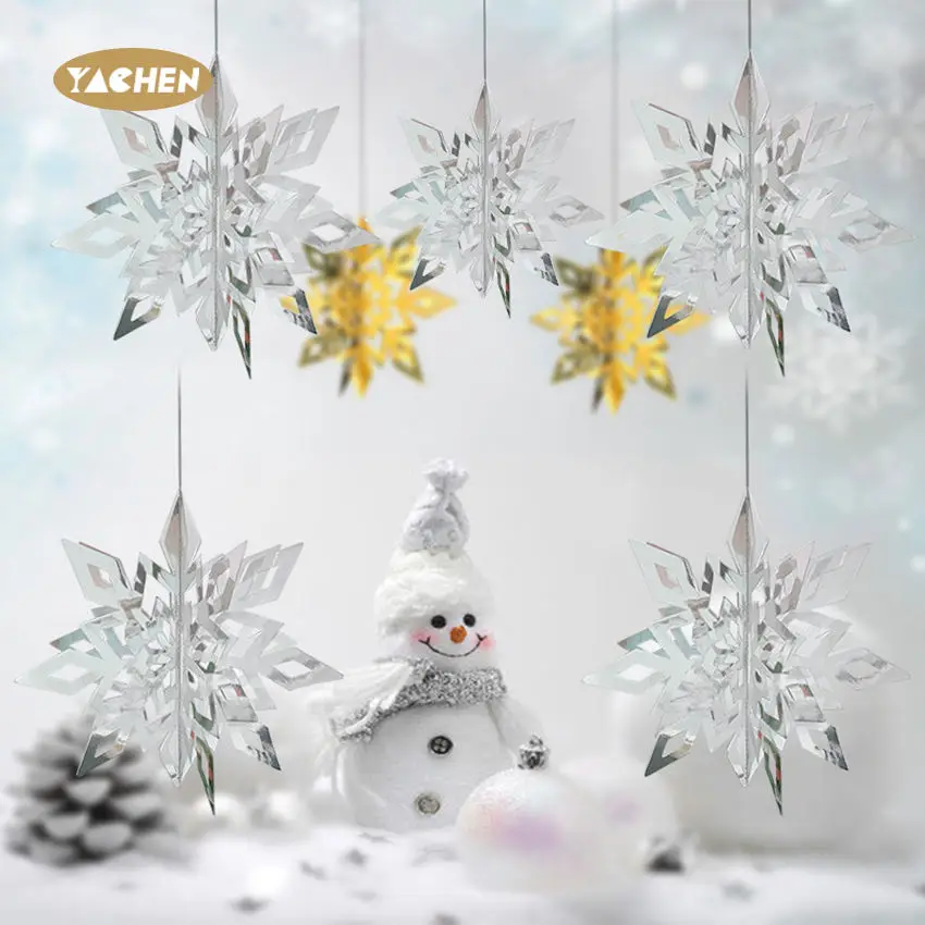 YACHEN Wholesale 6pcs Hanging 3D Paper Snowflakes for Christmas Birthday Winter Party Decorations Supplies