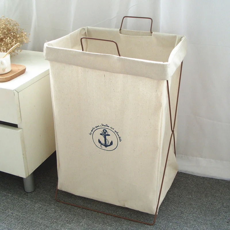 Portable Waterproof Foldable Collapsible Laundry Hamper Dirty Clothes Storage Cotton Linen Hemp Laundry Basket