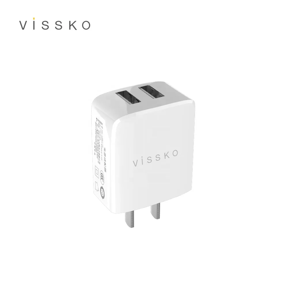 
Vissko 2A dual USB port travel charger compatible with ios and android phone 