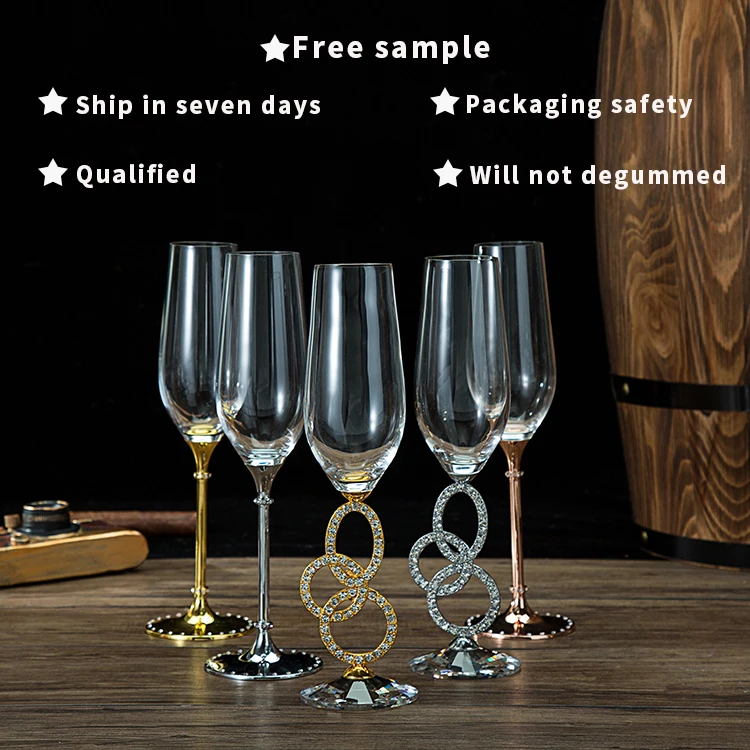 Crystal diamond wine glass factory direct red wine glass high-end household European style goblet Wholesale Wine Glasses