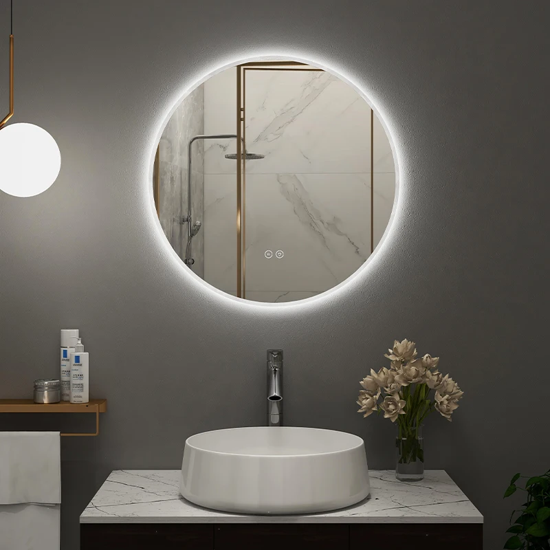 Modern Led Light Mirrors Metal Frame Bathroom Mirror Black Gold Silver White Rectangle 5mm Smart Touch Sensor Switch 30 Days