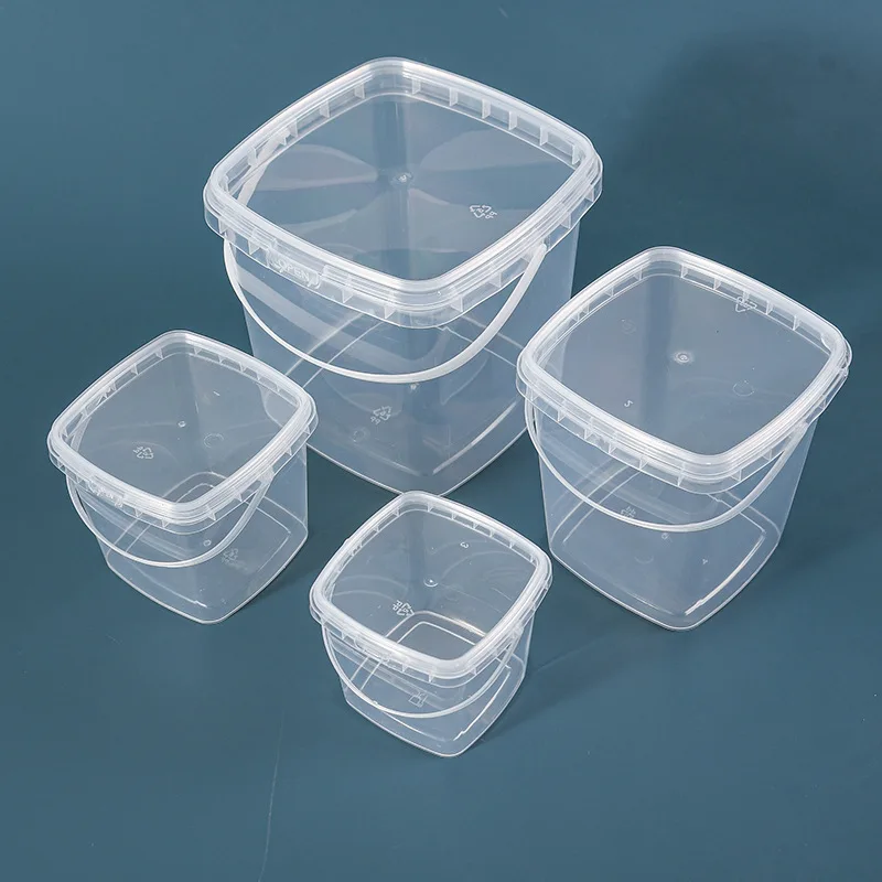 Plastic Container with Lid Food Storage Container Square Plastic Pails with Handle Reusable plastic food storage containers