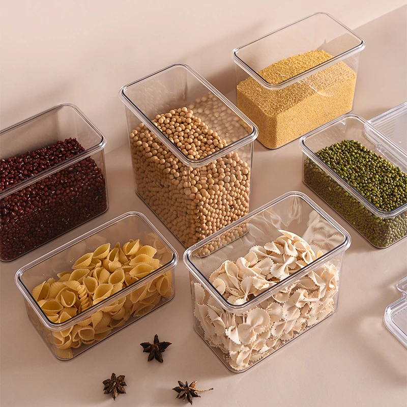 Eco-friendly food container transparent quality storage boxes PETG stackable plastic organizer