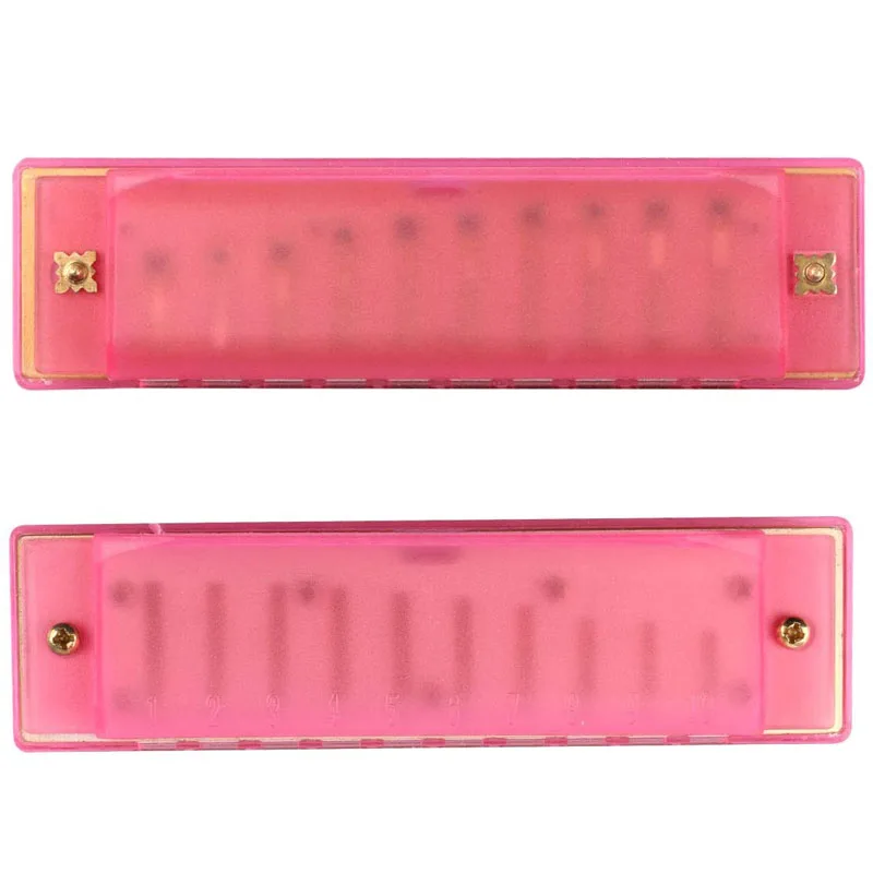 Wholesale hot selling custom logo colorful plasticcute 10 Hole kids Translucent harmonica for Children