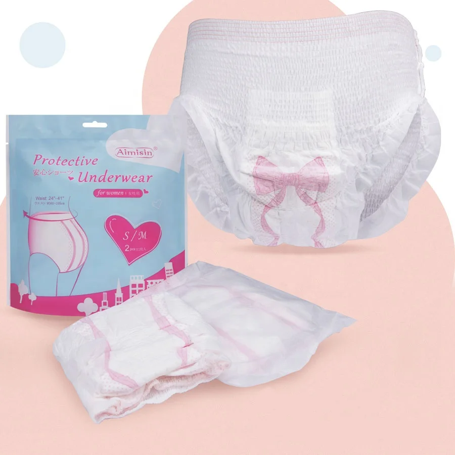 Over night care girl disposable adult sanitary incontinence  underwear for women