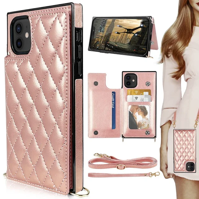 Genuine Leather Phone Case Crossbody Shoulder Mobile Phone Cover Card Holder Coin For Iphone 13/12