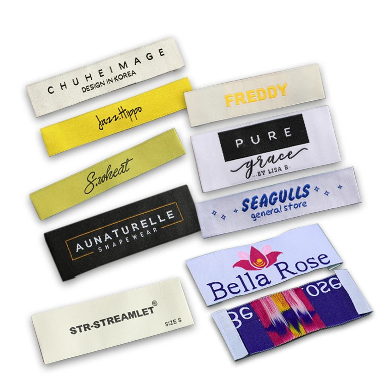 Eco Friendly Sew on Custom Brand Name Logo Neck Tag Heat Cut Main Woven Labels