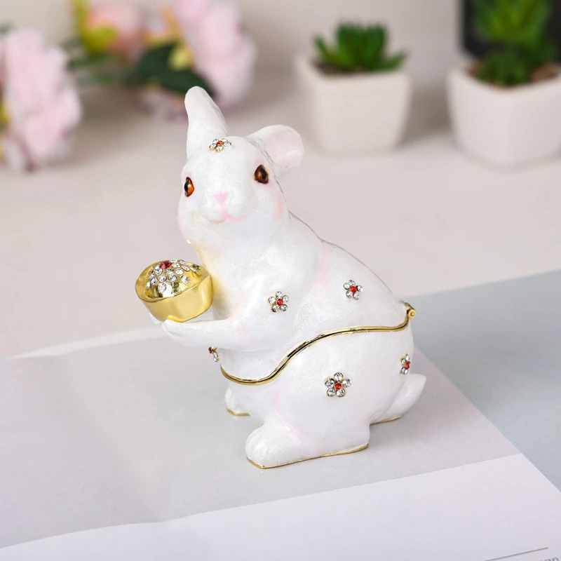 SHINNYGIFTS 2023 Новогодний подарок коробка для украшения животных кроликов эмалированная металлическая поделок оптовая продажа