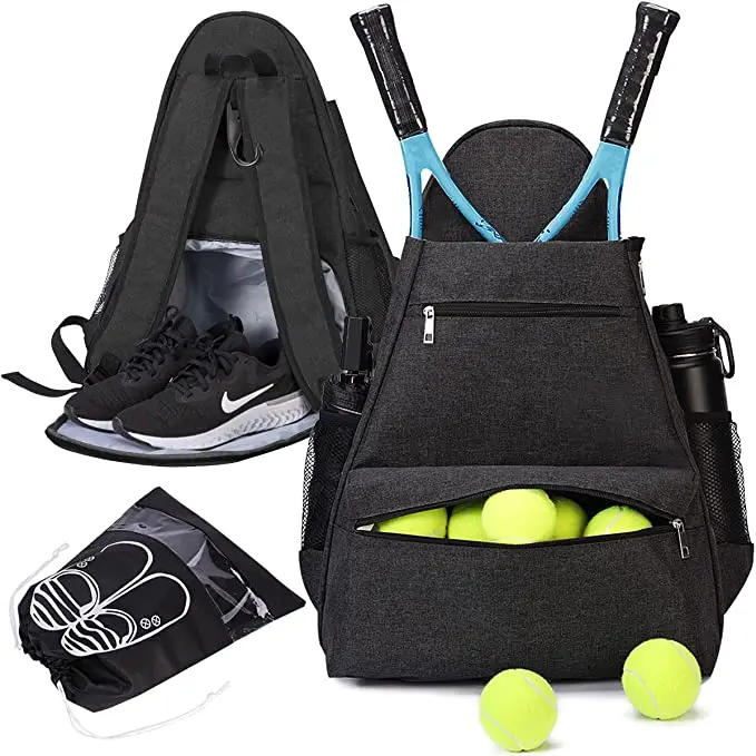 Customized Tennis Backpack Holds 2 Rackets with Separate Ventilated Shoe   for Tennis/Pickleball/Badminton/Squash Sports