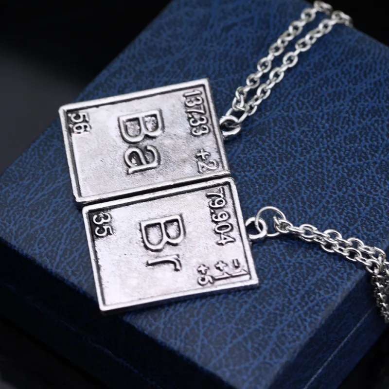 Wholesale film and television accessories Breaking Bad Breaking Bad Br Ba Chemical Symbol Necklaces logo couple necklace