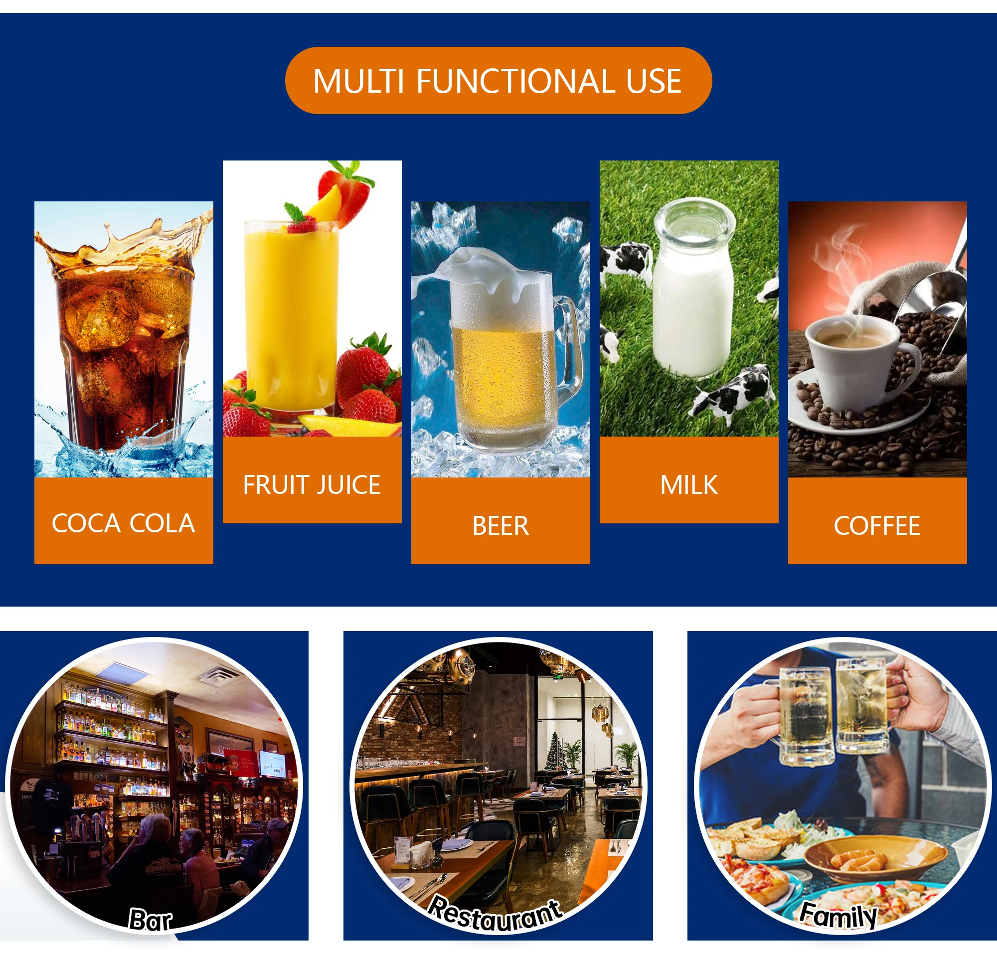 YITIAN Juice Container Stainless Steel  Plastic Juice Dispenser with Spigot Ice Container Keep Cold For Home Hotel Restaurant