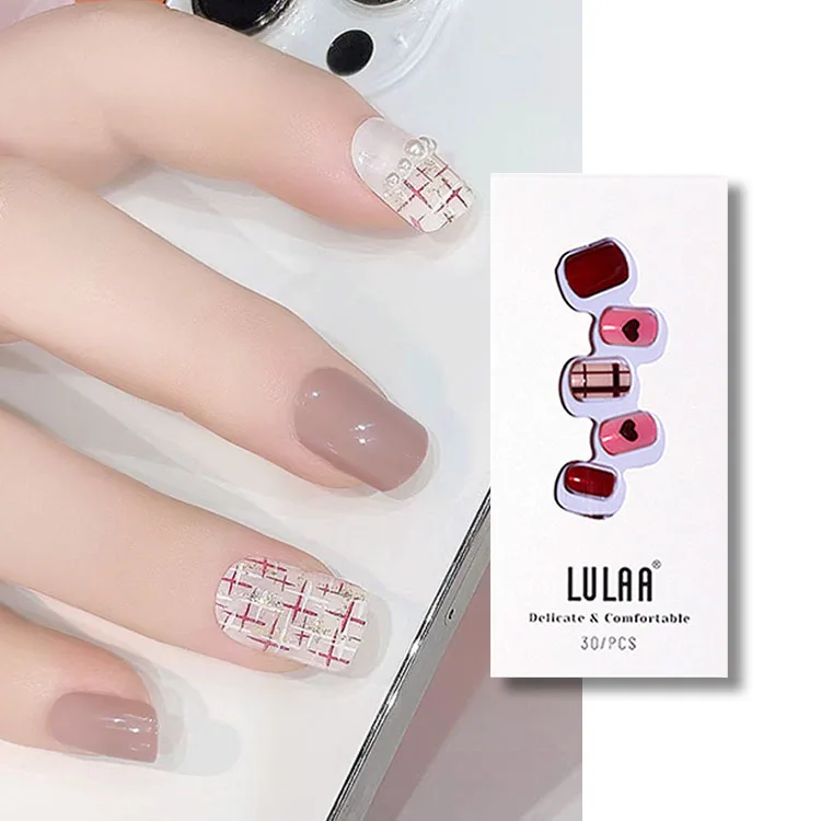 Hot Sale 30pcs ABS Light Color Nude Daily Wearable Press On Nails Waterproof Finished Fake Nail