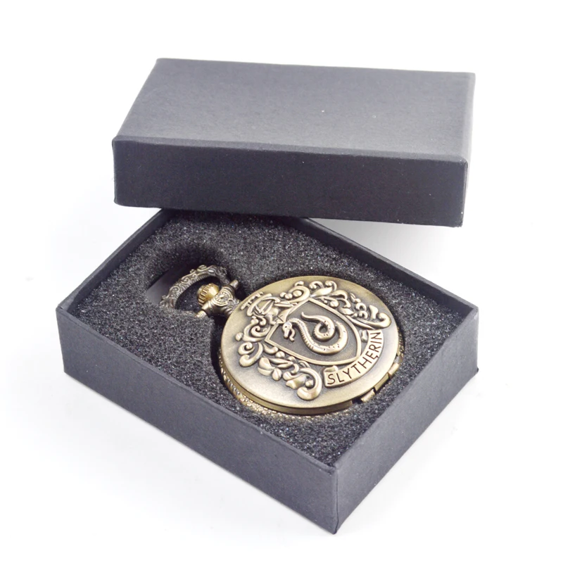 Magic School Themed Vintage Accessories Bronze Steampunk Necklace Quartz Pocket Watch With Chain for Party Decor Fans Gift