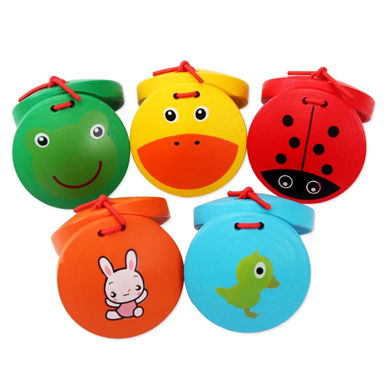 Educational Toys Hand Bells Wooden Castanets Toy Musical Instrument Promotional Cheap Gifts