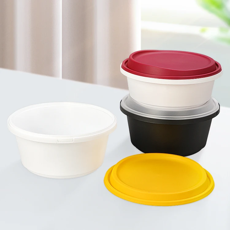 1000ml 32oz Custom LOGO available plastic bowl with inviolable closure tamper evident box container for food with lock