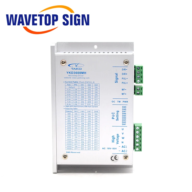 WaveTopSign YAKO YKD3608MH 3Phase Input Voltage 18~80VAC Current 5.9A Stepper Motor Driver