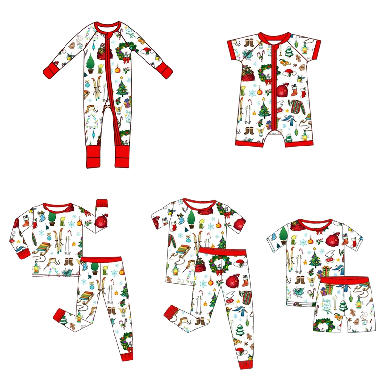 Custom Solid Bamboo Two Way Zipper Baby long sleeve Romper Footie Pajamas Baby clothes new born baby Pajamas