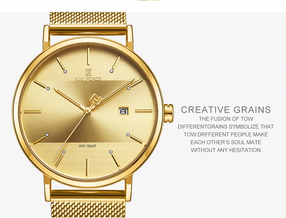 NAVIFORCE 3008 GG Sports Quartz Waterproof Couple watch Casual Wristwatches Simple Date Male Analog Clock lovers