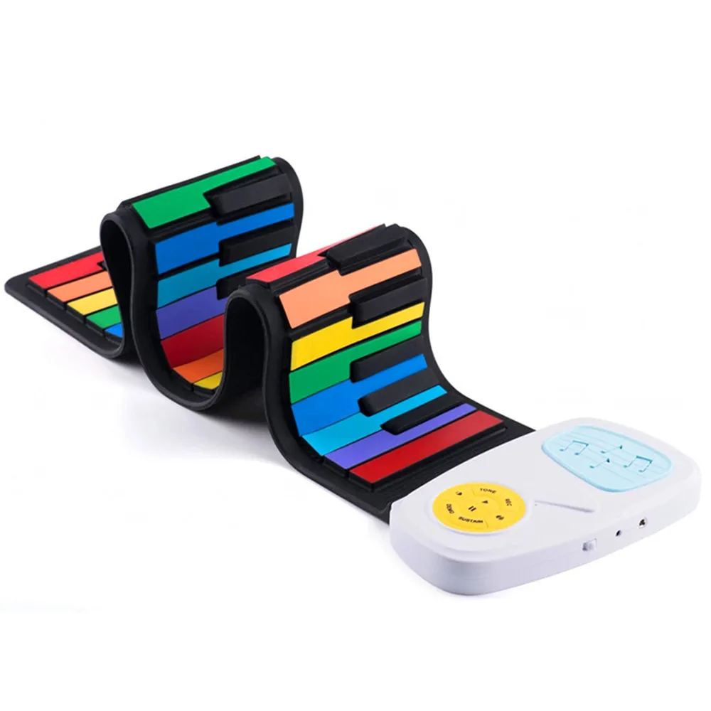 49 keys hand roll piano for children introduction keyboard fun silicone piano rainbow version of children electronic piano