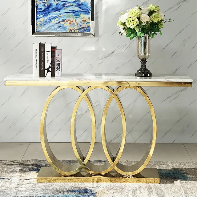 Мебельная консоль из нержавеющей стали, консоль для прихожей с инкрустацией в виде костей, консоль для стола и зеркальная консоль