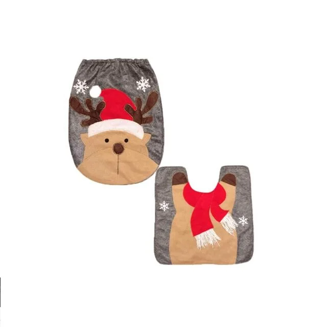 Рождественская Крышка для унитаза и набор ковров-Санта-олень для Рождественского украшения