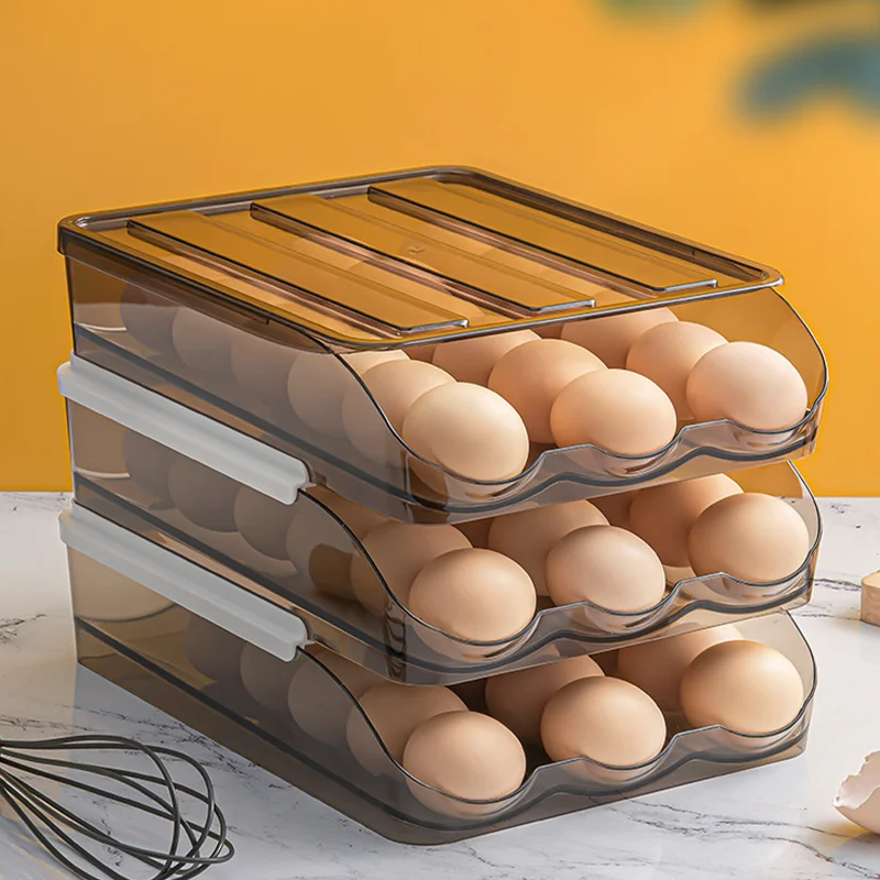 Egg Organizer Airtight Plastic Kitchen Fridge Refrigerator Egg Organizer Bins Storage Boxes With Lid