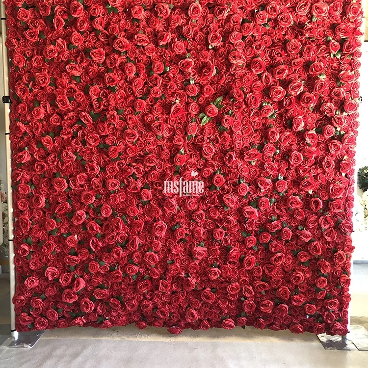 Decorative Flowers Wreaths and Plants Red Roses Artificial Flowers Panel Home Decoration Wedding Flower Wall Backdrop