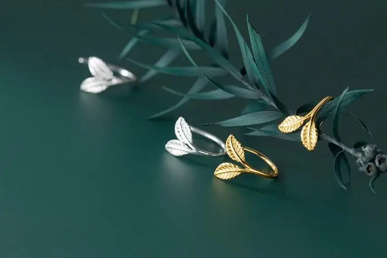 Unique Design Jewelry 925 Sterling Silver Geometry Fresh Leaf Twig Hoop S925 Sterling Silver Earrings Women G9109