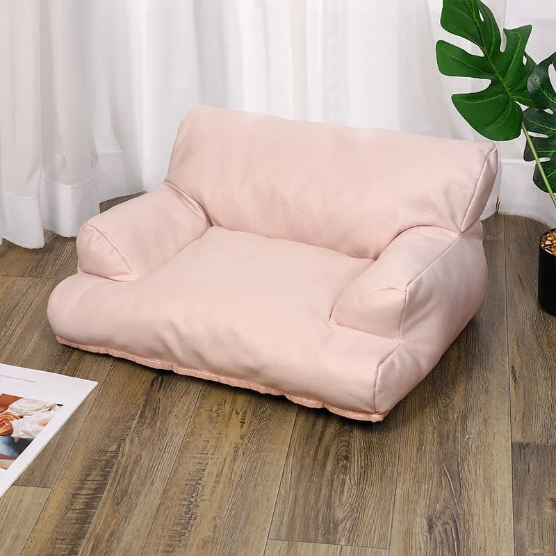 Seasonal Universal Soft PU Leather Dog Sofa and Comfortable Pet Cat Dog Sleeping Bed Cat Sofa Pet Couch Bed Dog Products