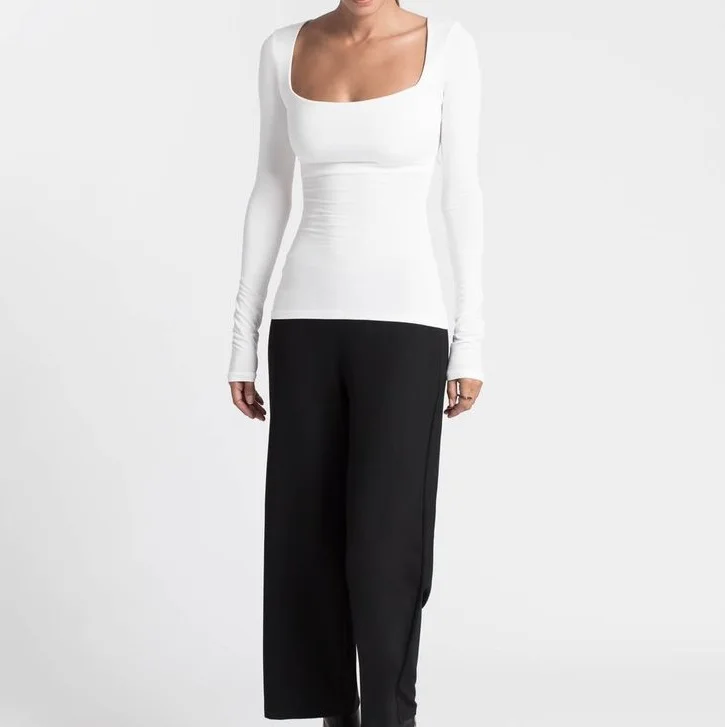 Ladies high quality long sleeve mid-length sports slim fit top