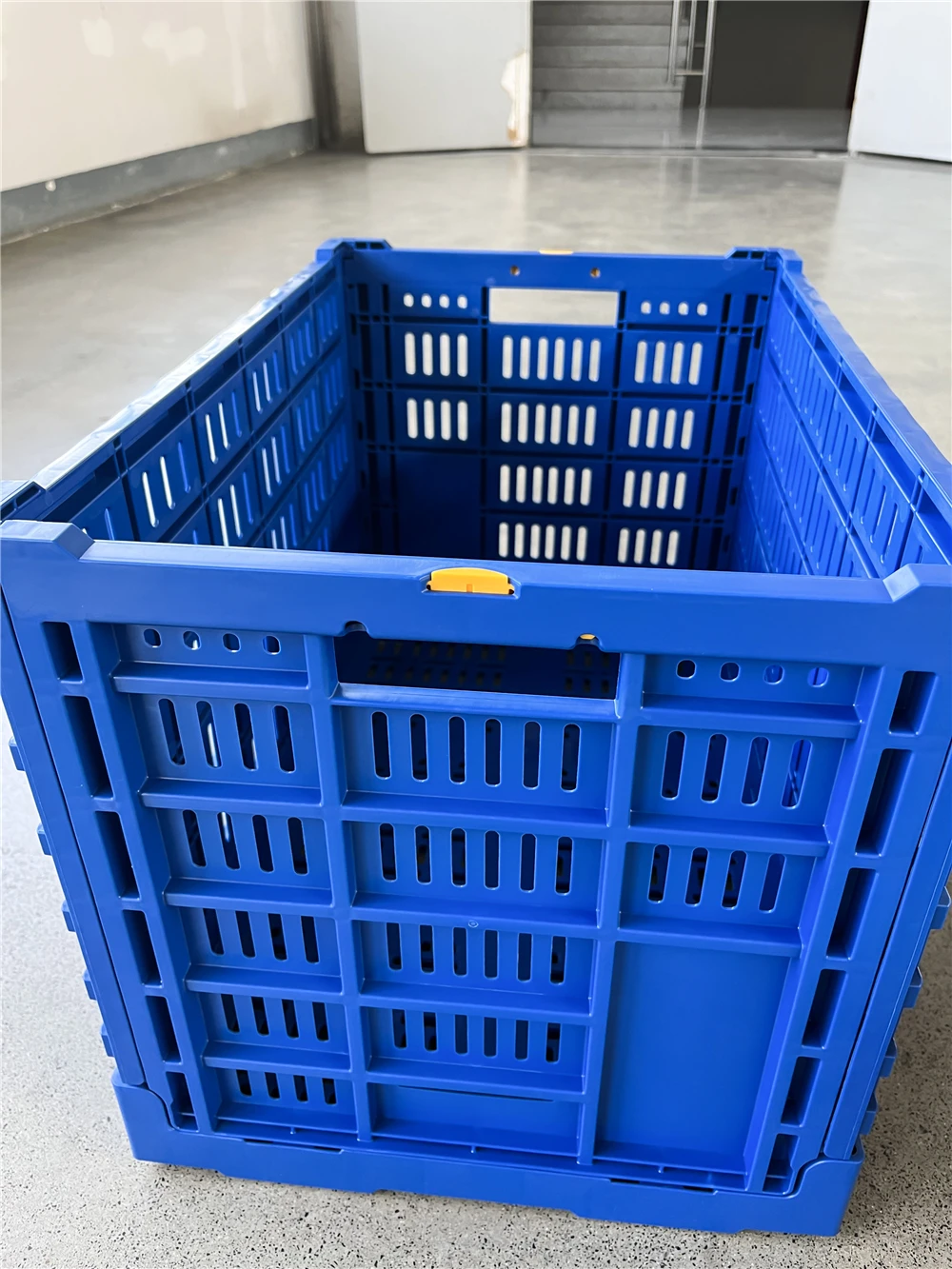 durable 600x400x400 mm mesh type plastic turnover box folding box crate for fruit and vegetable storage