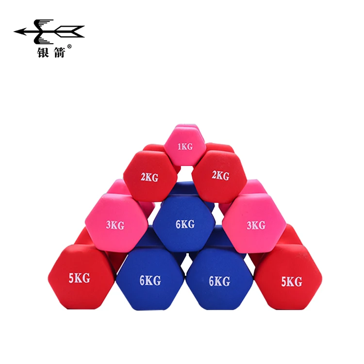 Fitness Custom Color 1kg 3kg 5kg 10kg Vinyl Dumbbell Weights Aerobic Gym Women Kid Hex Neoprene Dumbbell Set