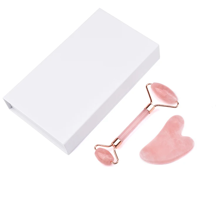 Высокое качество Уход за лицом розовый кварц сварки нефрит ролик доска гуаша с Индивидуальные коробка
