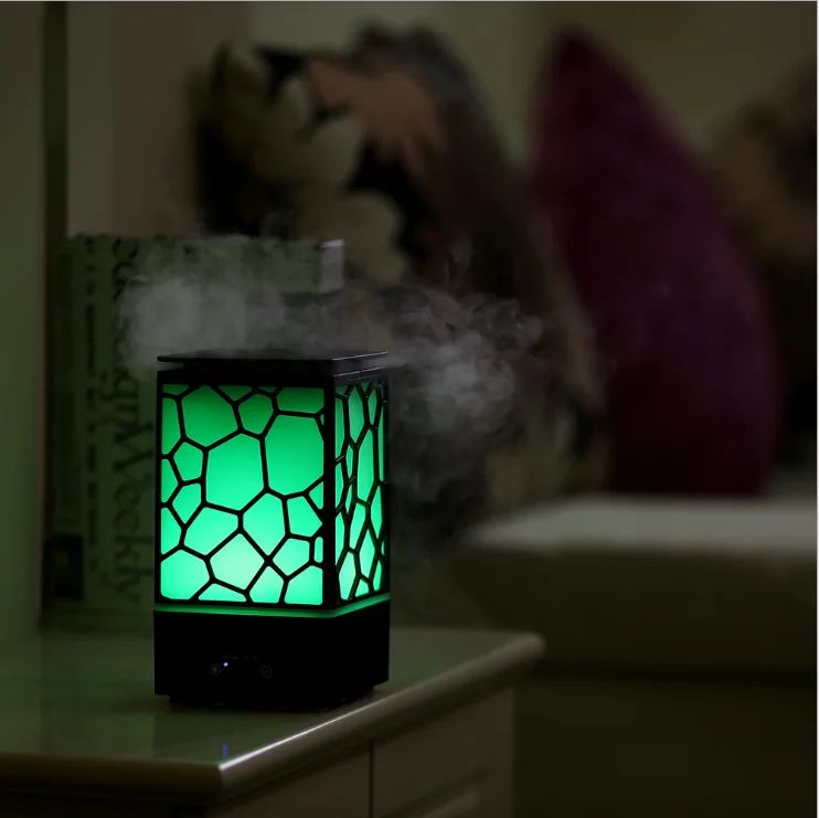Colorful Comfortable Romantic Water Cube Oil Aroma Diffuser Humidifier Atmosphere Night Lamp for Home