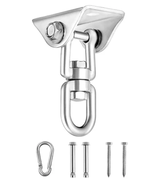 Heavy Duty Porch Swing Hanger 360 Swivel Ceiling Hooks for Punching Bag Hammock Chair Hanging Hardware Kit with Chain and Spring