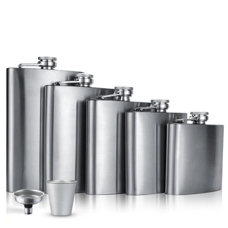 Wholesale High Quality Stainless Steel Hip Flasks Whiskey Hip Flask Gift Set Liquor Alcohol Hip Flask 8oz