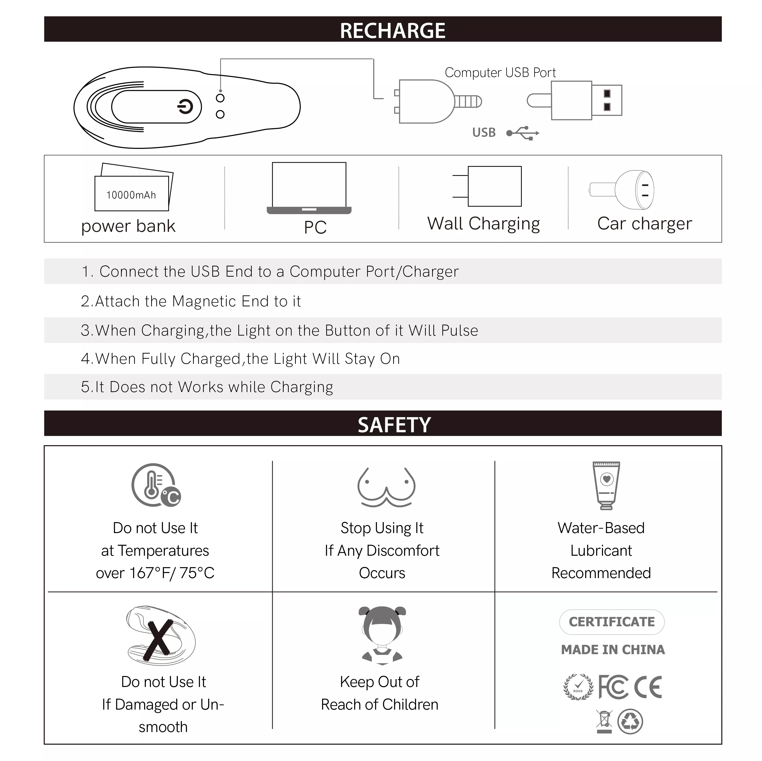 Private Pleasure G Spot Hand Massage Anal Clitoris Sex Toy U Shaped Vibrator