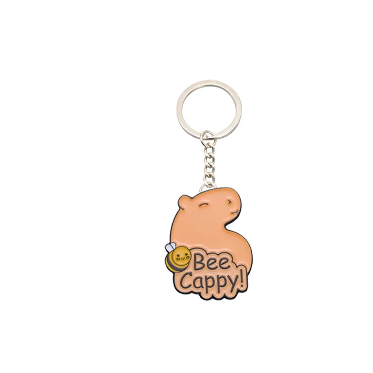 Wholesale Factory Cute Capybara Orange Enamel Keychain Llavero Custom Logo Animal Capy Key  Heart Capybara Keychains Keyring