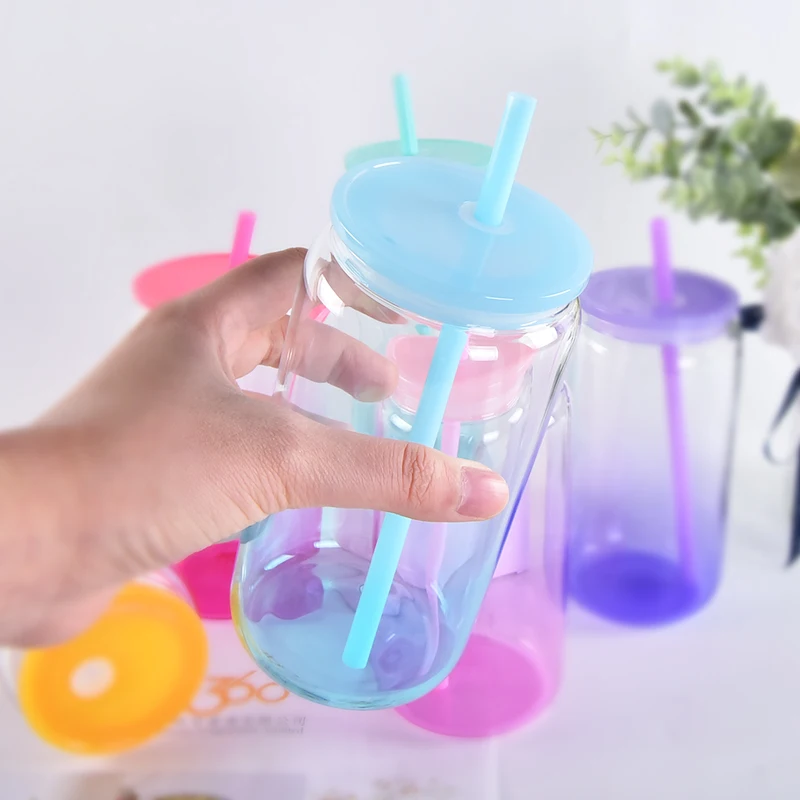 Hot Sale Bulk Can Jars 16Oz 17oz Reusable Travel Ice Glass Tumblers Mug For Cold Coffee Bubble Tea Boba With Handle