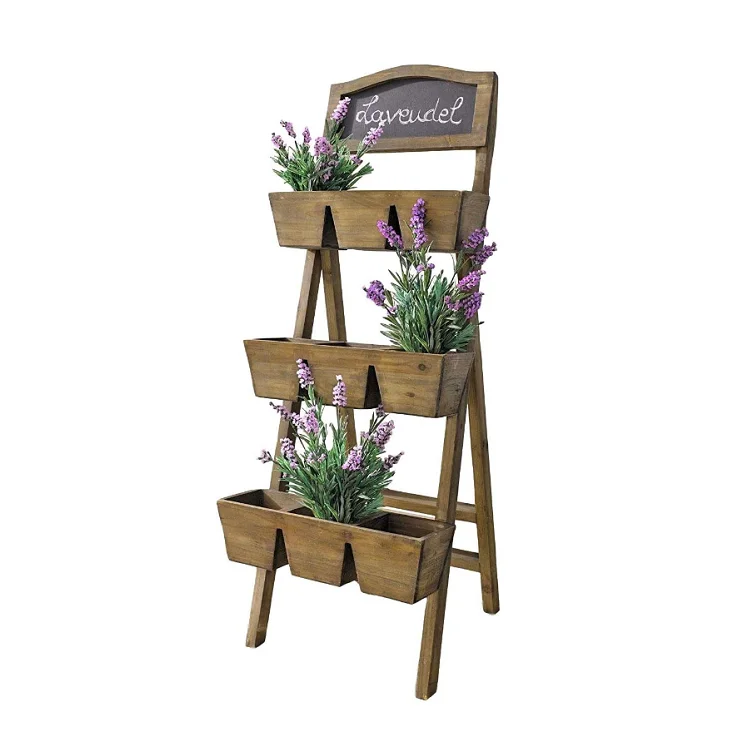 Вертикальный 3 яруса кружевных лестница заводской стенд сад мольберт стиль складной деревянный цветочный горшок стеллаж