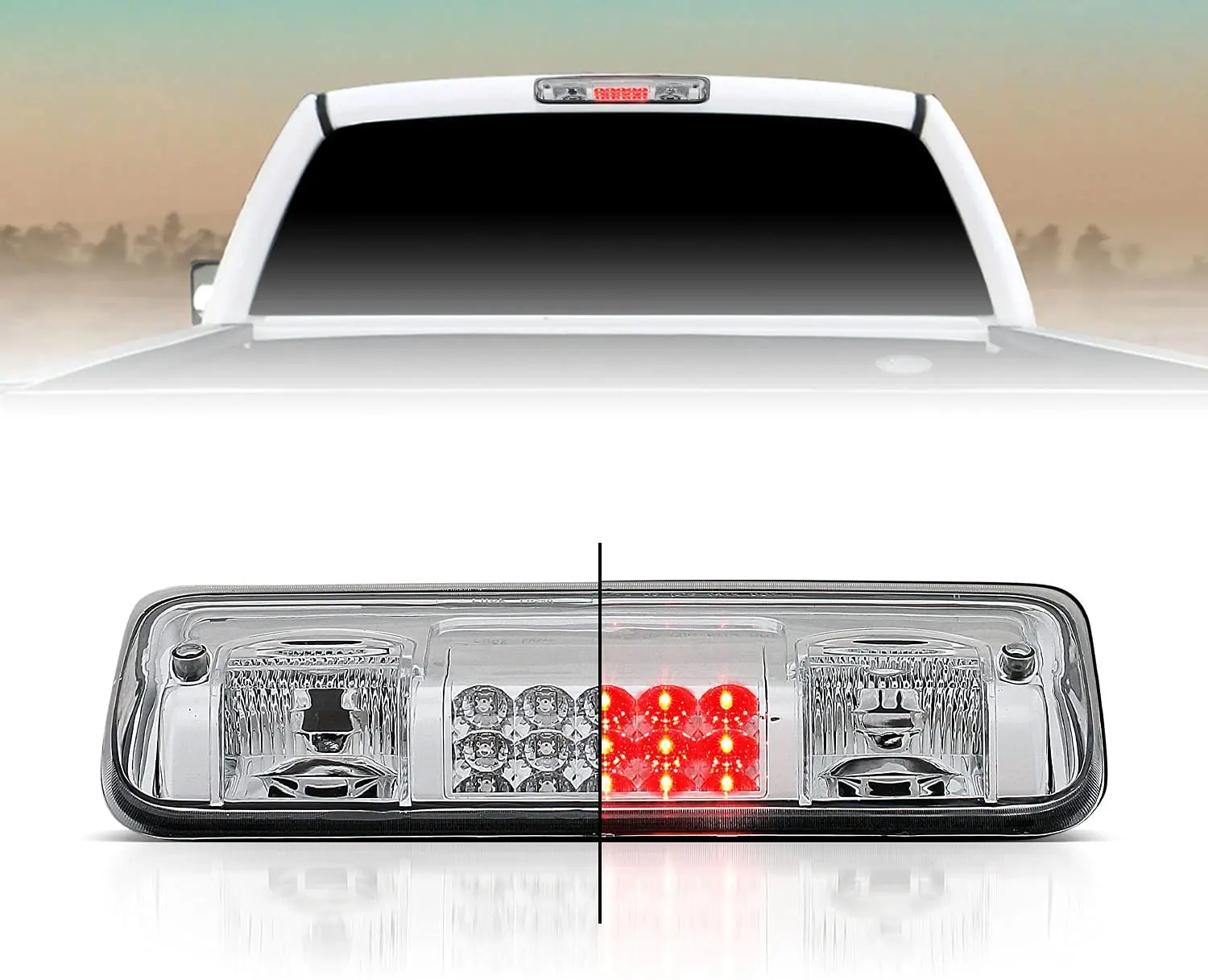 High Mount Stop Light Fit for 2004-2008 Ford F150 CHROME Pick up Truck 3rd Brake light