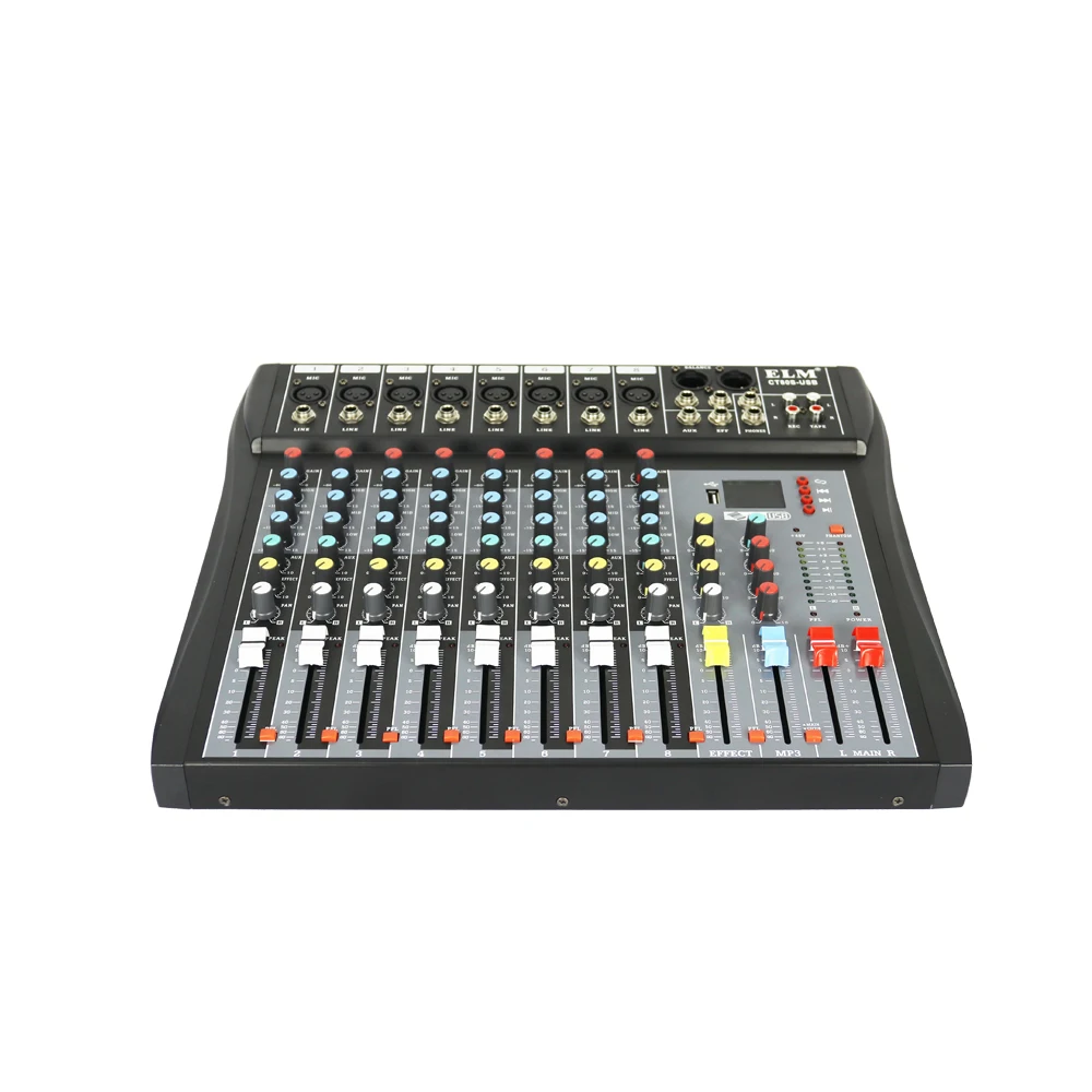8 channels effect sound mixer dj console professional usb audio mixer home music karaoke KTV
