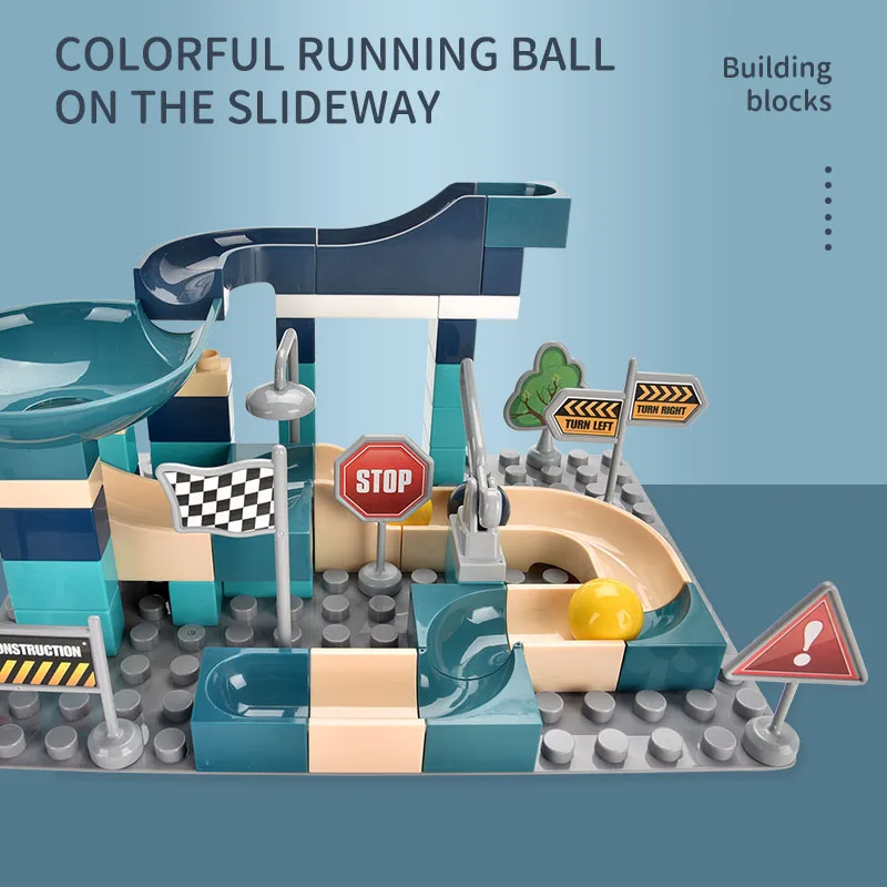 Eco-friendly plastic block in construction Slide for large building block plastic with roll the ball