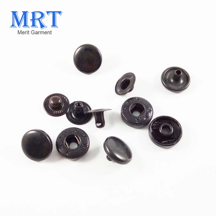 wholesale high quality platy flat round ring spring 4 parts snap fastener black button snap button for clothing garment coat